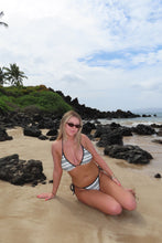 Load image into Gallery viewer, Navy Woven Triangle Tie Bikini Set - Juniper
