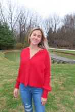 Load image into Gallery viewer, Red Button-Up Cardigan
