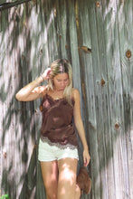 Load image into Gallery viewer, Silk Lace Trim Cami Top – Satin Spaghetti Strap Lace Tank Top (Black, Ivory, Mocha) | Elegant Lace Camisole
