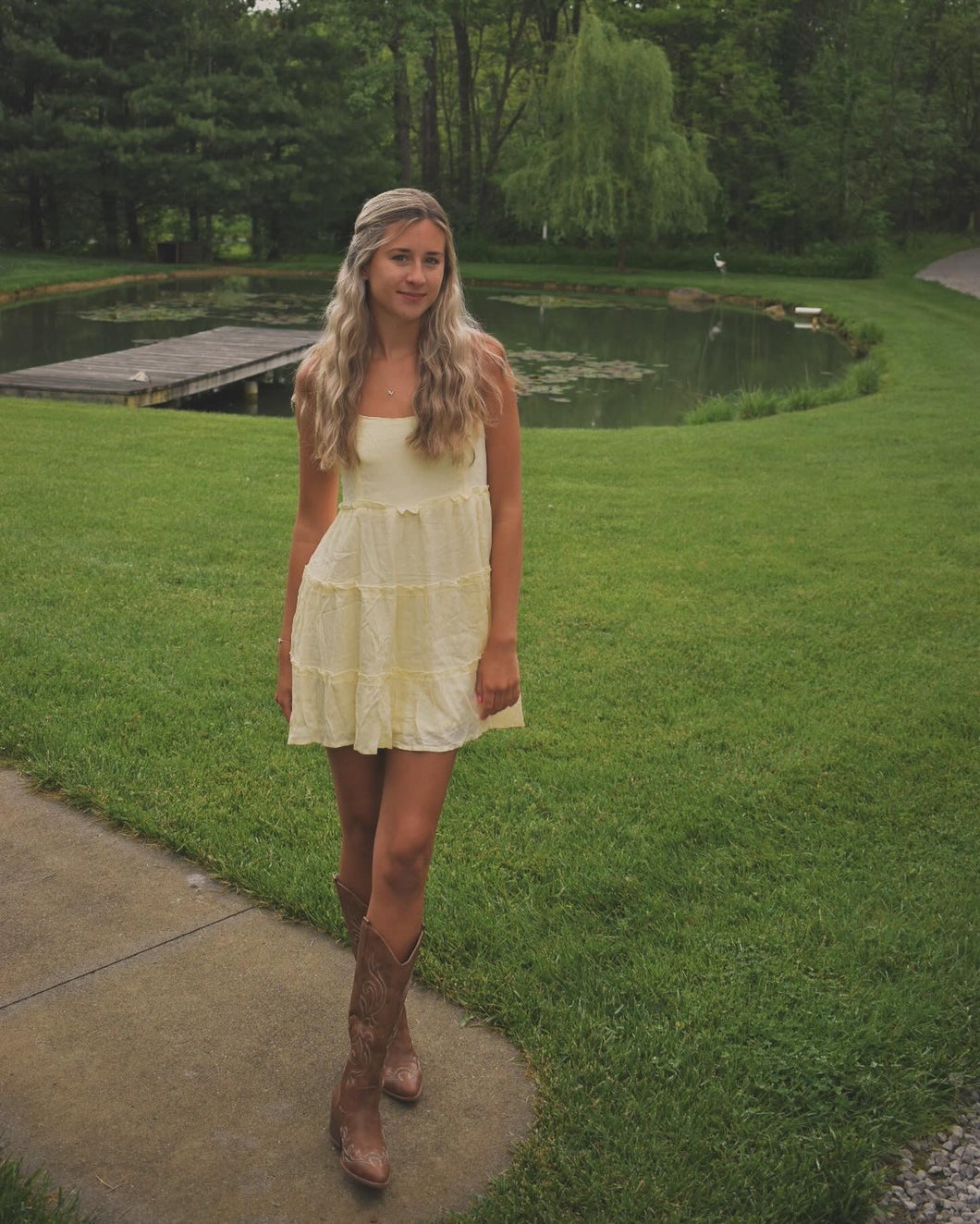 Lemon Breeze Tiered Mini Dress