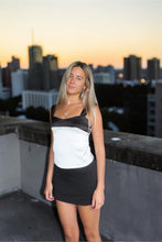 Load image into Gallery viewer, Chic Contrast Satin Tank Top – Black &amp; White Fitted Cami - Juniper
