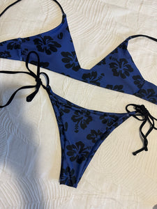 Black and Blue Floral Bikini Set