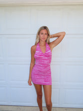 Load image into Gallery viewer, Pink Halter Knit Mini Dress | Vibrant Summer Party Dress - Juniper
