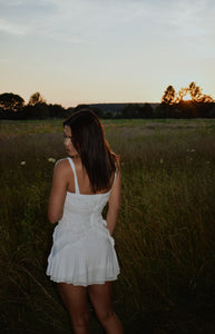White Cascade Mini Dress