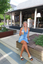 Load image into Gallery viewer, Coastal Breeze Denim Halter Mini Dress
