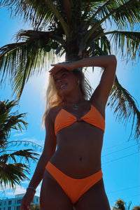 Orange Floral Reversible Cheeky Bikini Set
