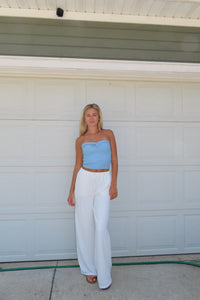 Coastal Breeze White Linen Pants