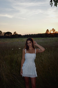 White Cascade Mini Dress