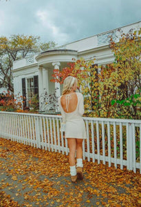 White Long Sleeve Flare Dress