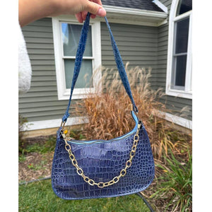 Blue Snakeskin Mini Handbag