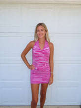 Load image into Gallery viewer, Pink Halter Knit Mini Dress | Vibrant Summer Party Dress - Juniper
