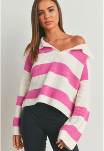 Pink Striped Knit Sweater