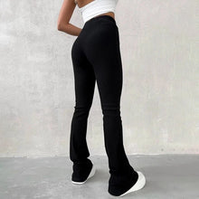 Load image into Gallery viewer, Black/Tan Flare Ribbed Leggings
