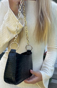 Black Snakeskin Mini Handbag
