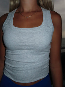 The Essential Grey Ribbed Tank Top
