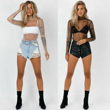Load image into Gallery viewer, Sheer Sparkle Long Sleeve See-thru top - Juniper
