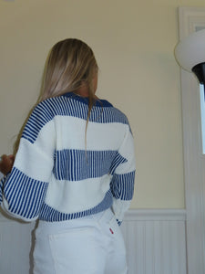 Blue Chunky Striped Sweater