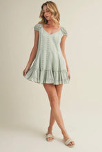 Load image into Gallery viewer, Sage Eyelet Babydoll Mini Dress - Juniper
