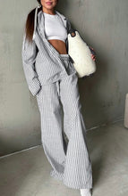 Load image into Gallery viewer, Cozy Charcoal Striped Pajama Set
