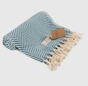 Blue Striped Turkish Beach Towel