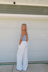 Coastal Breeze White Linen Pants