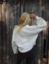 Load image into Gallery viewer, White Off-the-Shoulder Knit Sweater – Slouchy Cozy Pullover - Juniper

