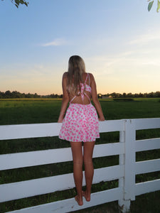 Pink Cutout Floral Dress - Juniper