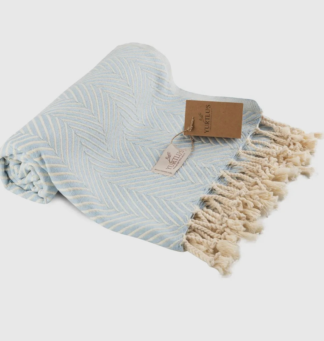 Light Blue Turkish Beach Towel