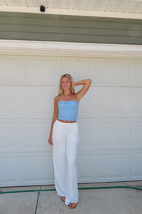 Coastal Breeze White Linen Pants