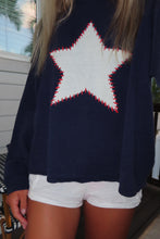 Load image into Gallery viewer, Starlit Nights Knit Sweater – Navy &amp; White
