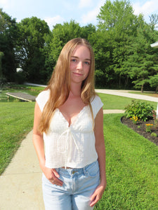 Beige Cropped Short Sleeve Top