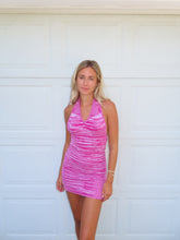 Load image into Gallery viewer, Pink Halter Knit Mini Dress | Vibrant Summer Party Dress - Juniper
