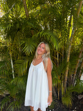 Load image into Gallery viewer, White Chiffon Flowy Mini Dress - Juniper

