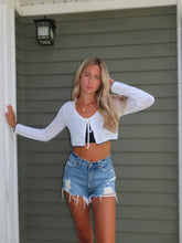 Load image into Gallery viewer, White Crochet Tie Front Cardigan
