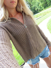 Load image into Gallery viewer, Taupe Knit Zip-Up Hoodie
