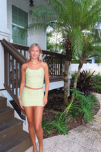 Load image into Gallery viewer, Pistachio Breeze Ruched Two-Piece Skirt Set - Juniper
