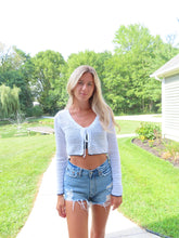 Load image into Gallery viewer, White Crochet Tie Front Cardigan
