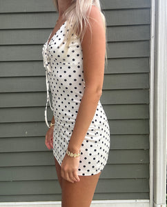 Polka Dot Tie-Front Mini Dress