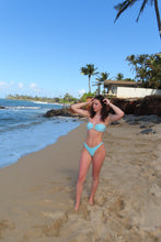 Load image into Gallery viewer, Blue Ice Sparkle Bandeau Bikini Set - Juniper
