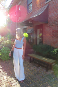 Coastal Breeze White Linen Pants