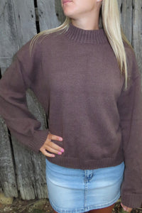 Cozy Cocoa Mock Neck Sweater – Fall Essential