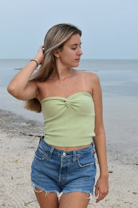 Light Green Twisted knit Top