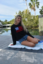 Load image into Gallery viewer, White Preppy American Flag Sweater
