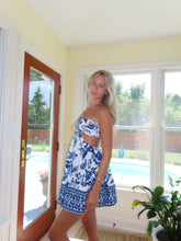 Load image into Gallery viewer, Blue Floral Halter Dress
