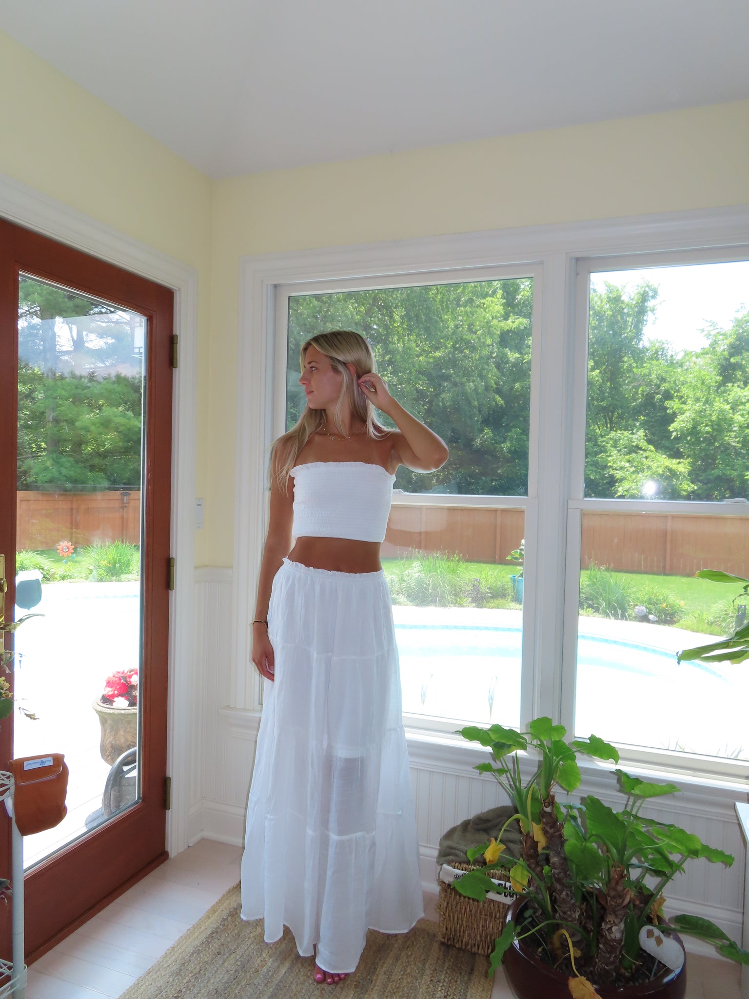 White Smocked Tube Top & Maxi Skirt Set Large White Smocked Tube Top & Maxi Skirt Set Large