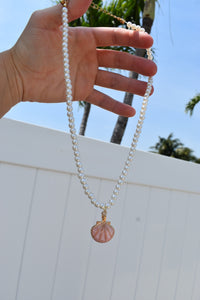 Seashell Pearl Charm Necklace