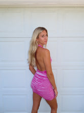 Load image into Gallery viewer, Pink Halter Knit Mini Dress | Vibrant Summer Party Dress - Juniper
