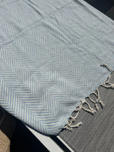 Load image into Gallery viewer, Light Blue Turkish Beach Towel
