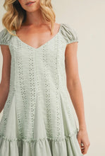 Load image into Gallery viewer, Sage Eyelet Babydoll Mini Dress - Juniper
