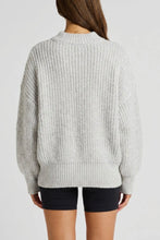 Load image into Gallery viewer, Light gray oversized chunky knit mock neck sweater with long sleeves and ribbed details, perfect for cozy fall and winter outfits.
